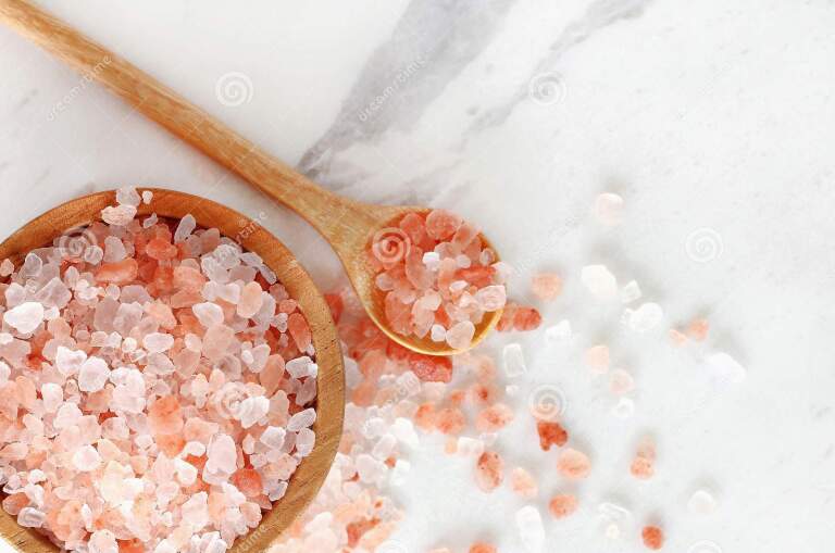 top-view-himalayan-pink-rock-salt-wooden-bowl-spoon-white-marble-table-top-view-himalayan-pink-rock-salt-wooden-159321885